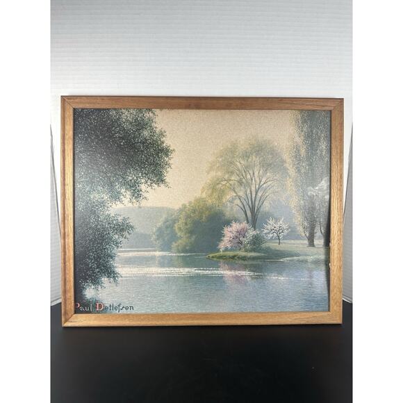 Vintage Landscape by Paul Detlefsen Mid Century Americana Print 18" X 14"(Frame) - Picture 1 of 8